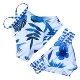 Halter Bandage Swimwear Women Bikinis Lace Patchwork Swimsuits Push-Up High Neck Bikini Set Beach Biquini  Swimming Suit